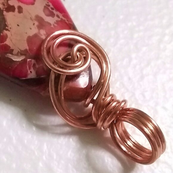 HANDMADE! One-of-a-kind Fuchsia Pink & Brown SeaSediment Jasper Pendant! - Picture 2 of 9